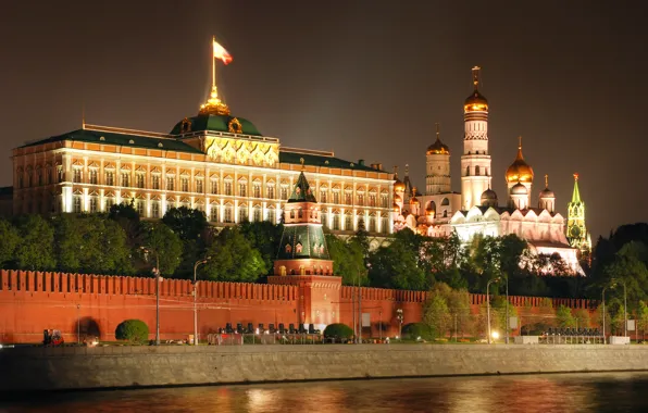 Картинка ночь, city, Москва, Кремль, Россия, Russia, Moscow, Kremlin