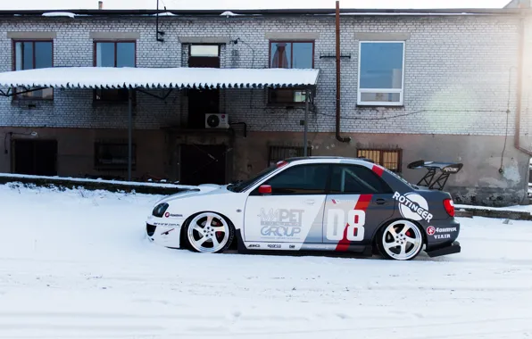 Subaru, Snow, White, WRX STI, Side, Subaru Impreza, Sedan, Impreza WRX STI