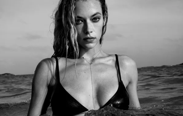 Взгляд, модель, волосы, прическа, model, hair, look, черно белая