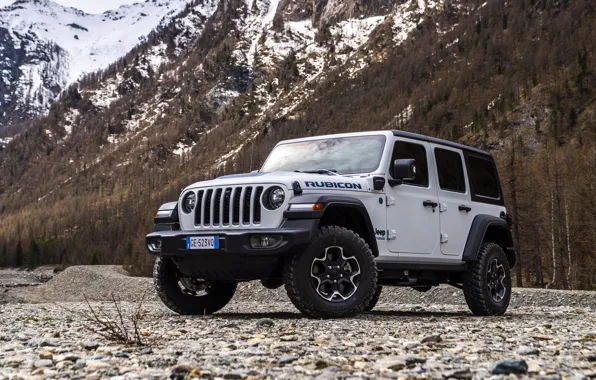 Rocks, snow, jeep, wrangler, rubicon, unlimited, mounatins, 4xe