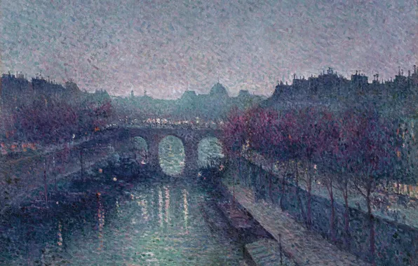 Мост, картина, городской пейзаж, 1900, Максимильен Люс, Maximilien Luce, Пон-Нёф. Сена. Малый Рукав