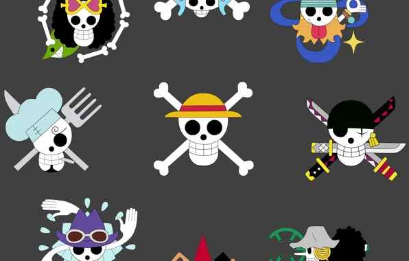 Skull, game, Chopper, One Piece, pirate, anime, brook, katana