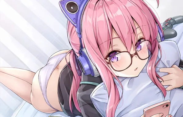Girl, sexy, lingerie, ass, pantsu, panties, pink hair, long hair