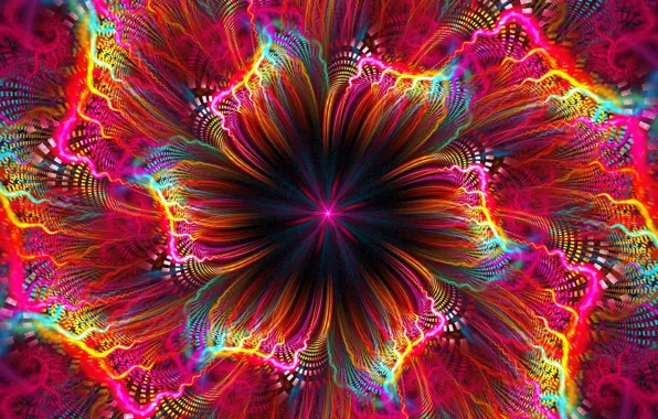 Цветок, яркие краски, фрактал, flower, компьютерная графика, fractal, bright colors, computer graphics
