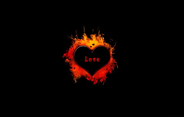 Картинка пламя, Love, сердечко
