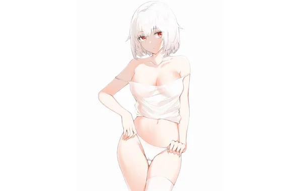 Girl, white, Sexy, bra, boobs, anime, hair, tits