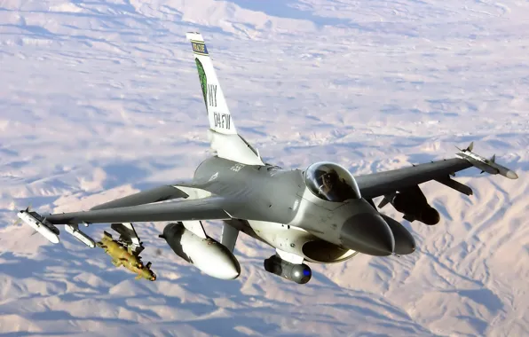 Картинка полет, горы, F-16