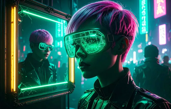 Картинка girl, AI art, cyberpunk