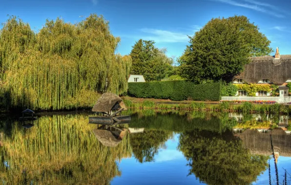 Картинка вода, город, пруд, фото, Англия, Crawley Winchester