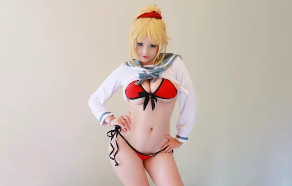 Girl, sexy, cleavage, boobs, beautiful, short hair, pretty, cosplay