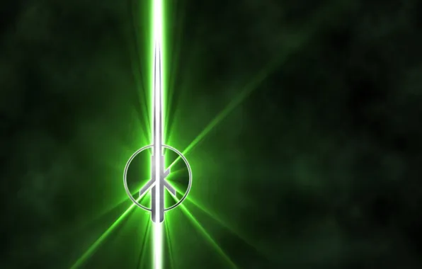 Лучи, свет, знак, круг, меч, зеленый фон, Star Wars: Jedi Knight - Jedi Academy
