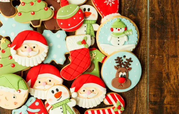 Картинка украшения, Новый Год, печенье, Рождество, Christmas, wood, New Year, cookies
