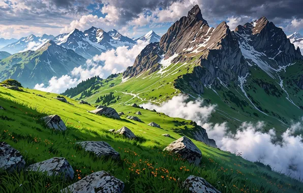 Картинка mountains, alps, switzerland, tourism, swiss