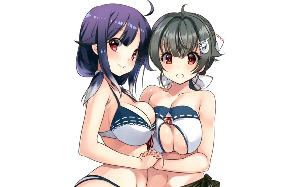 Girl, sexy, cleavage, boobs, anime, beautiful, red eyes, short hair