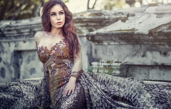 Волосы, платье, азиатка