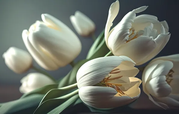 Картинка цветы, фон, тюльпаны, white, белые, натюрморт, flowers, background