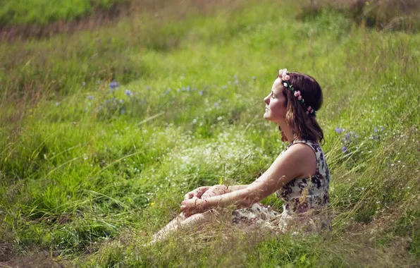 Поле, лето, настроение, девочка