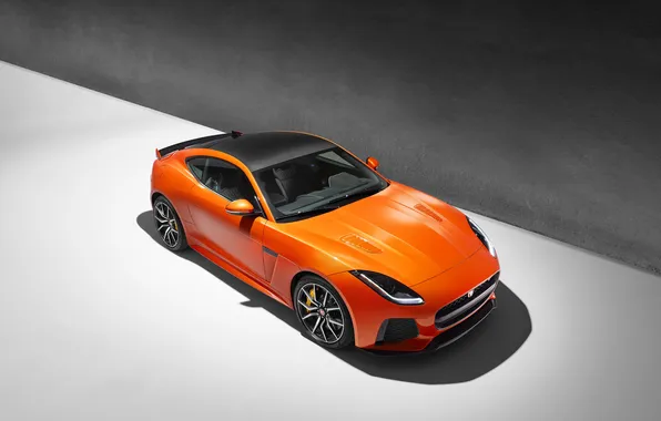 Картинка оранжевый, купе, Jaguar, ягуар, Coupe, F-Type
