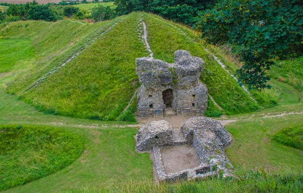 Картинка зелень, поле, природа, green, Руины, field, nature, ruins