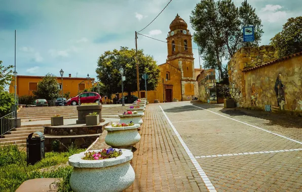 Город, Италия, собор, Сардиния, средневековая архитектура, Provincia de Oristano