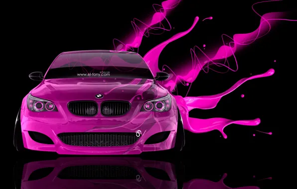 Черный, Pink, BMW, Розовая, БМВ, Обои, Фон, Car