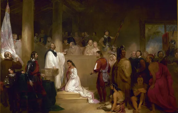 Картина, живопись, painting, Baptism of Pocahontas