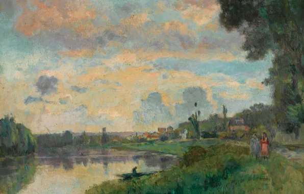 Пейзаж, картина, Альбер-Шарль Лебур, Albert Lebourg, Берега Сены на Окраине Руана