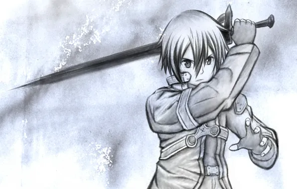 Оружие, аниме, арт, sword art online, Кирито, Чёрный мечник