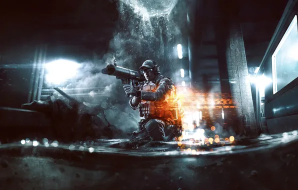 Вода, Свет, Солдат, Оружие, Военный, Electronic Arts, DICE, Battlefield 4