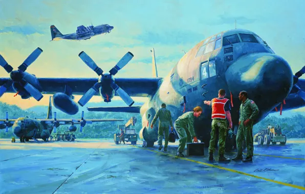 Картинка самолет, солдаты, америка, ремонт, сша, January 1998, Panama, Coronet Oak by Gil Cohen
