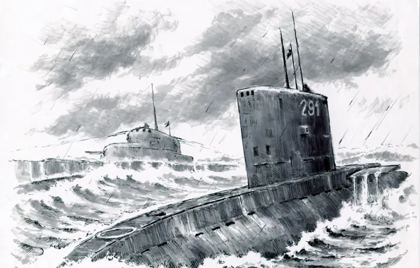Море, волны, подводные лодки