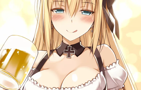 Girl, sexy, cleavage, blouse, long hair, boobs, anime, beautiful