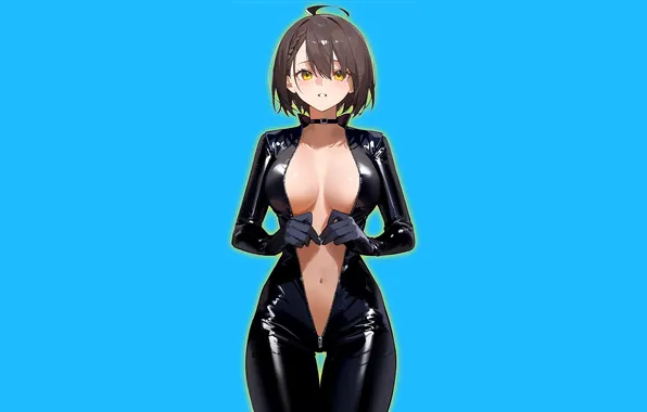 Girl, hot, sexy, cleavage, boobs, anime, short hair, pretty