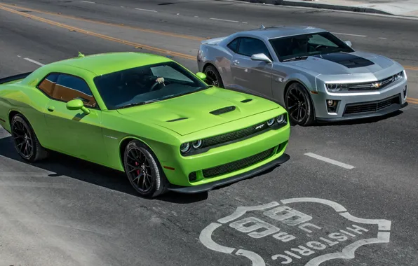 Dodge challenger, chevrolet camaro, мускулкары