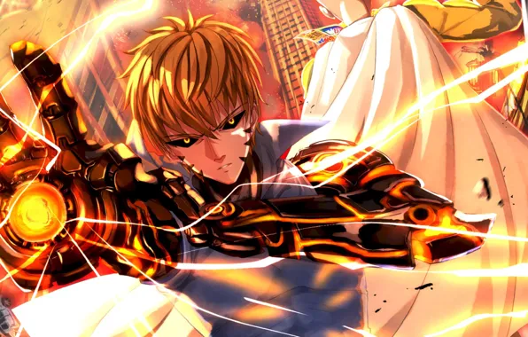 Аниме, арт, One Punch Man, Генос