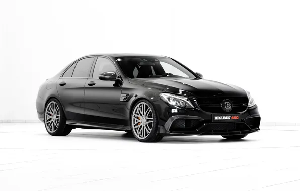 Картинка черный, Mercedes-Benz, белый фон, Brabus, мерседес, брабус, C-Class, W205