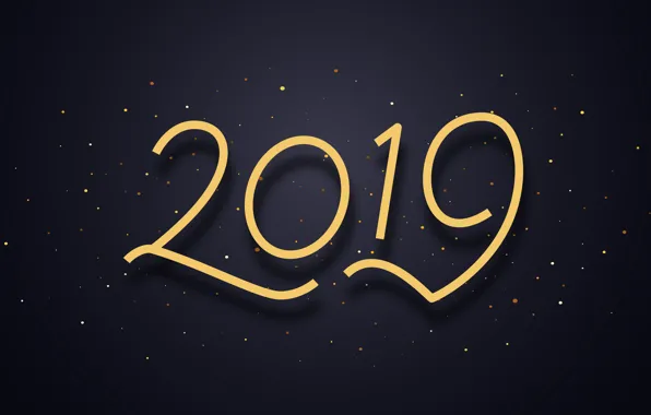 Золото, Новый Год, цифры, golden, черный фон, black, background, New Year