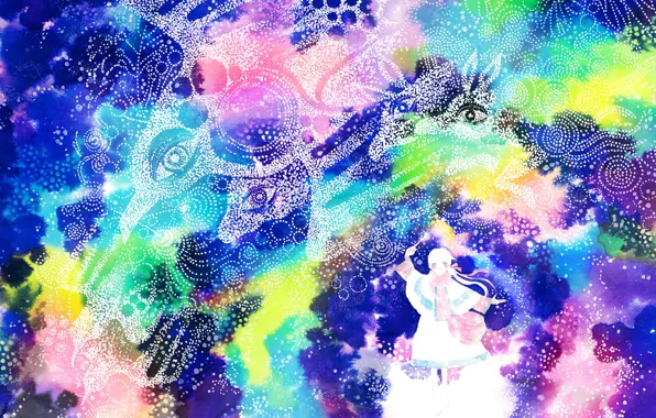 Картинка девушка, животное, магия, аниме, арт, yoshitsugi