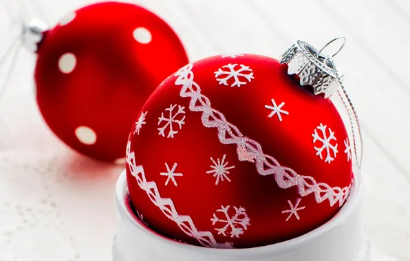 Картинка шарики, узор, игрушки, Новый Год, Рождество, красные, декорации, Christmas