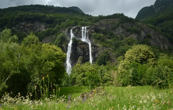 Картинка Водопад, Italy, Waterfall, Italia, Lombardia, Ломбардия, Lombardy, Sondrio