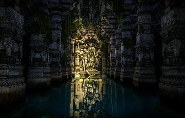 Река, джунгли, статуя, Будда, Uncharted: The Lost Legacy