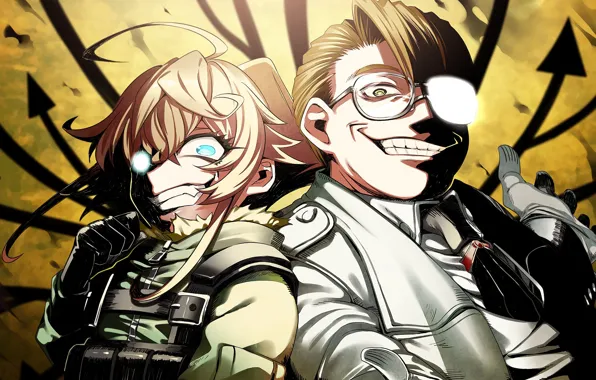 Girl, blood, soldier, military, war, anime, man, crossover
