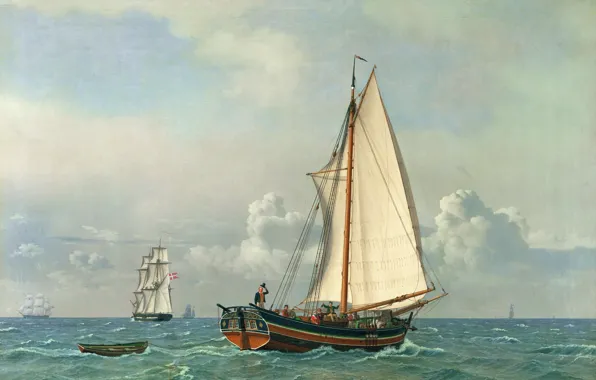 Масло, картина, холст, датский живописец, Кристофер Вильгельм Экерсберг, «Море»