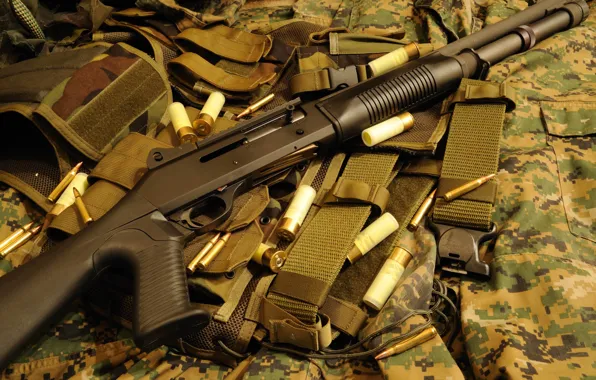 Оружие, ружьё, камуфляж, самозарядное, гладкоствольное, магазинное, Benelli M1014, (M4)