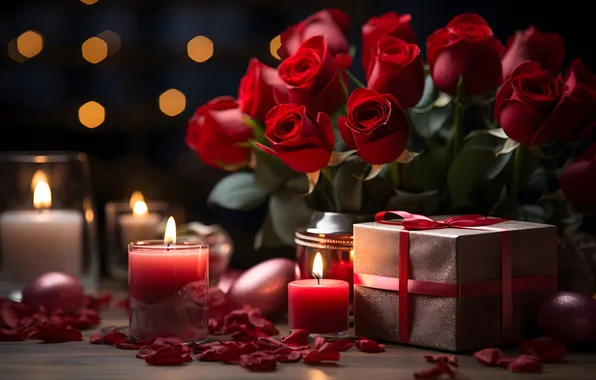 Любовь, цветы, подарок, романтика, сердце, розы, love, happy