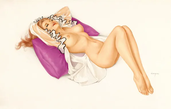 Девушка, арт, обнаженная, пин-ап, живопись, pin-up, Alberto Vargas, Альберто Варгас