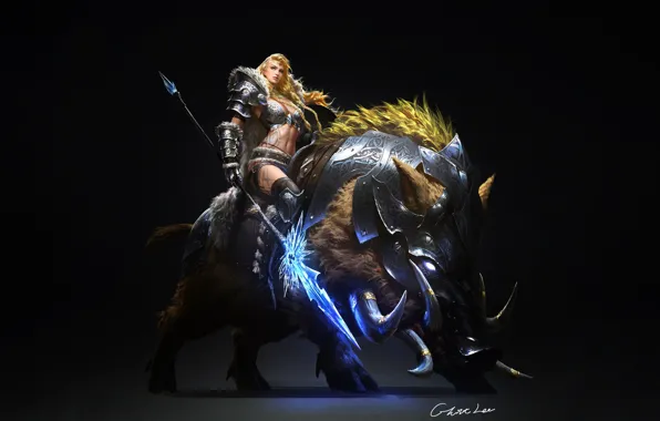 Девушка, Блондинка, Доспехи, Girl, Воин, Fantasy, Арт, Beautiful