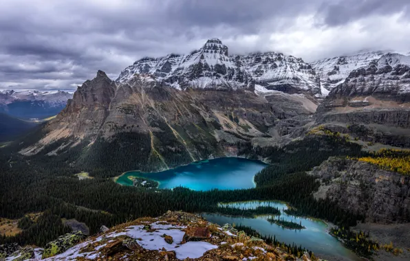 Картинка облака, горы, озеро, Канада, парки, Yoho National Park, Lake O'Hara, красота природы