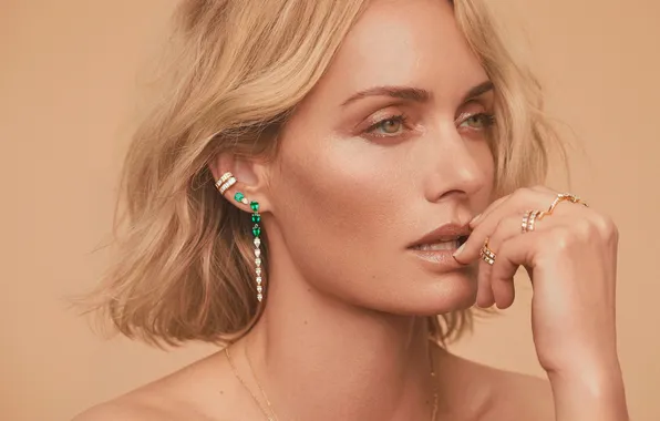 Взгляд, украшения, модель, портрет, макияж, актриса, Amber Valletta, Эмбер Валлетта