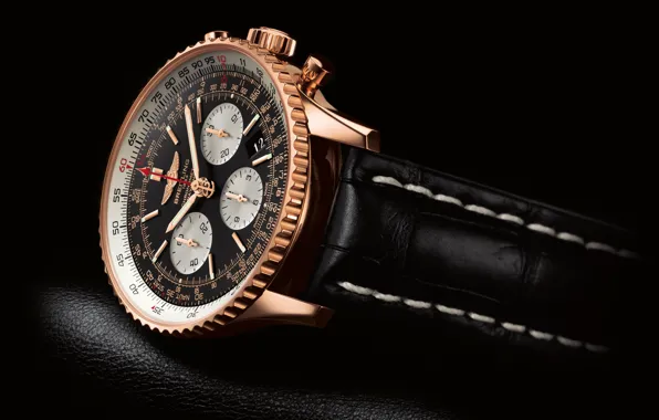 Время, стрелки, часы, фон black, watch, Breitling, Navitimer, хронометр